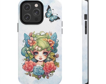 Green Fairy iPhone 14 Cases, Pretty Green Fairycore fairy in beautiful Flowercore colors