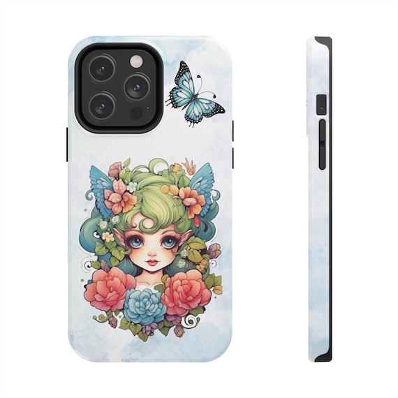 Green Fairy iPhone 14 Cases, Pretty Green Fairycore fairy in beautiful Flowercore colors