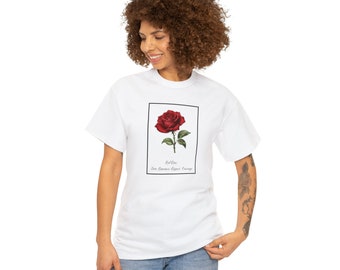 Red Rose T-shirt , botanical, boho flowers, cottagecore, vintage floral , floral graphic, gift for gardener, language of flowers