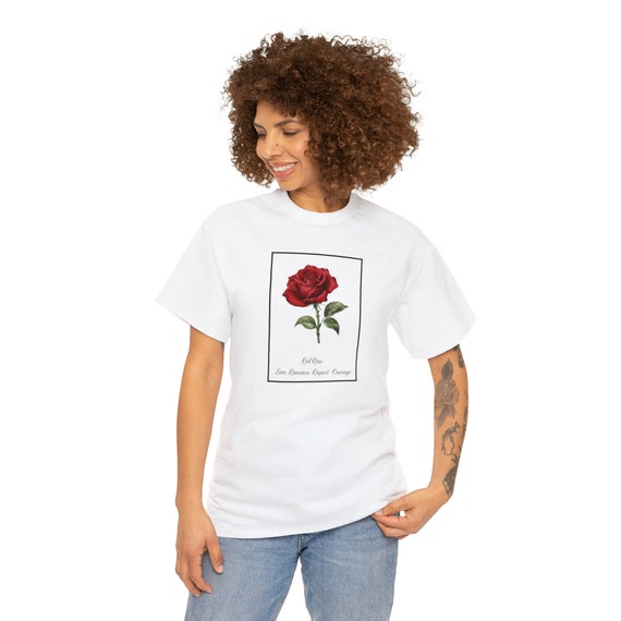 Red Rose T-shirt , botanical, boho flowers, cottagecore, vintage floral , floral graphic, gift for gardener, language of flowers