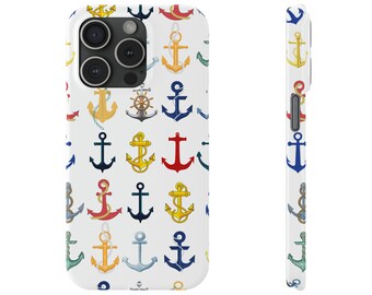 Anchors iPhone 15 Phone Cases, Brightly Colored Anchors for your Sailing and Boating Enthusiast