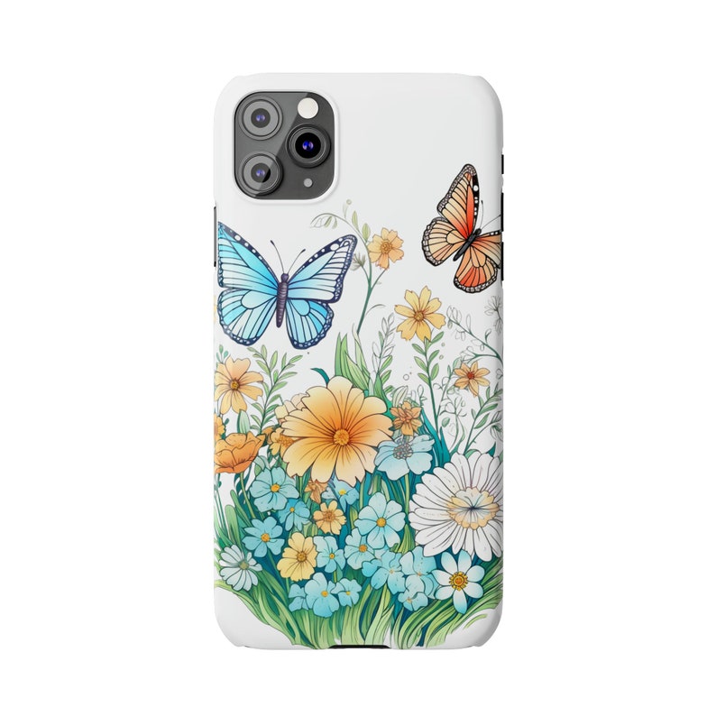 Wildflowers and Butterflies Case for iPhone 11, Beautiful flowers in flowercore colors. Cottagecore, fairycore image 7