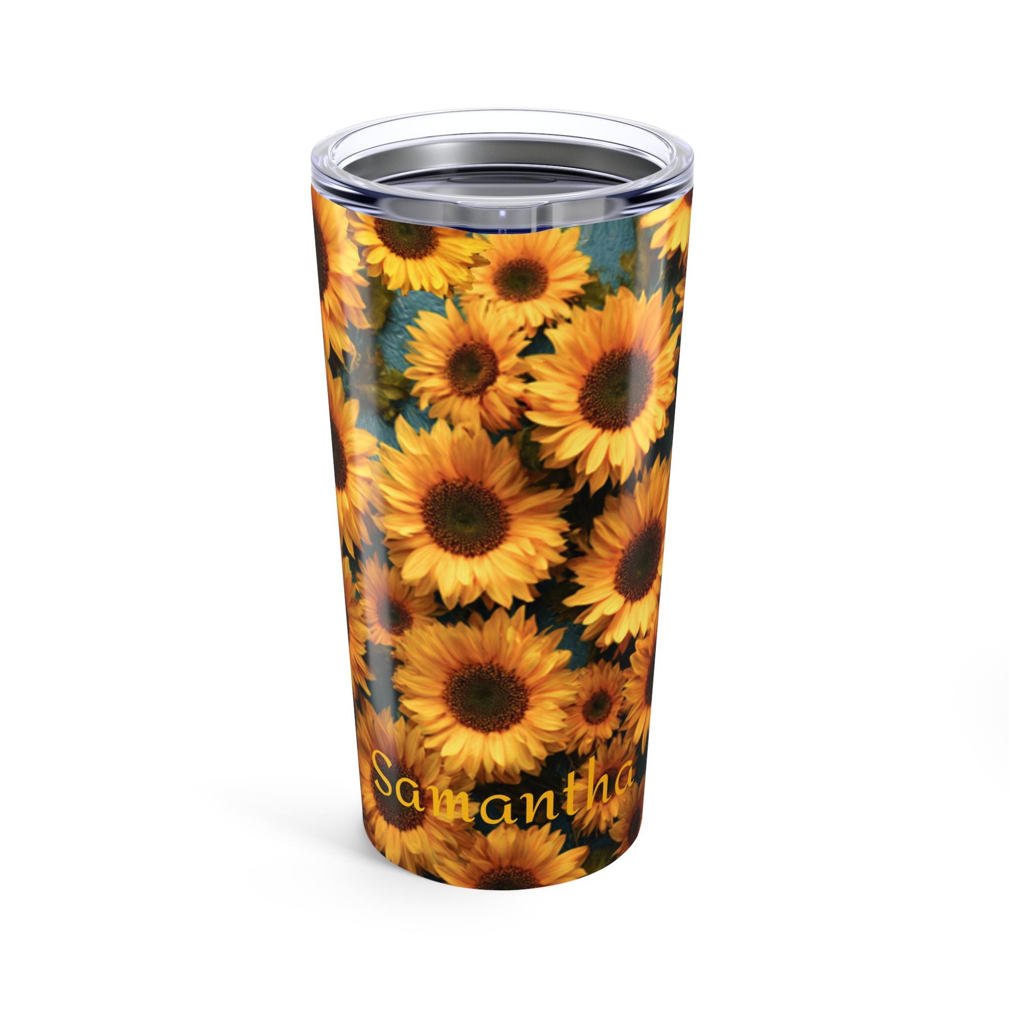 Personalized Boho Sunflowers Tumbler 20oz, Custom Insulated coffee cup for your favorite Sunflower lover!