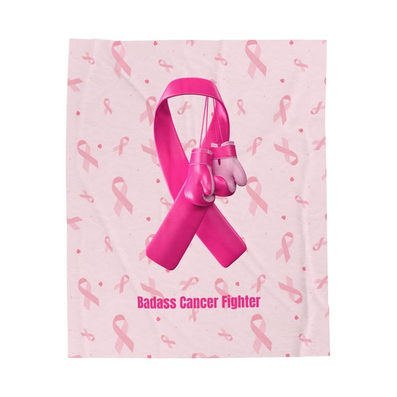 Badass Breast Cancer Fighter Velveteen Plush Blanket. Cancer Awareness, cancer fighter, cancer warrior, cancer encouragement, cancer gift