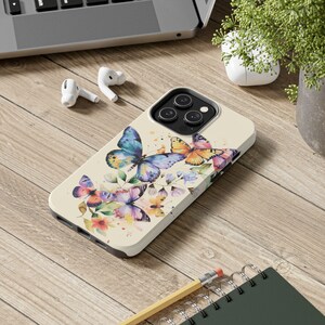 Watercolor Butterfly iPhone 14 Cases, Beautiful flowers in flowercore colors. Cottagecore, fairycore image 7