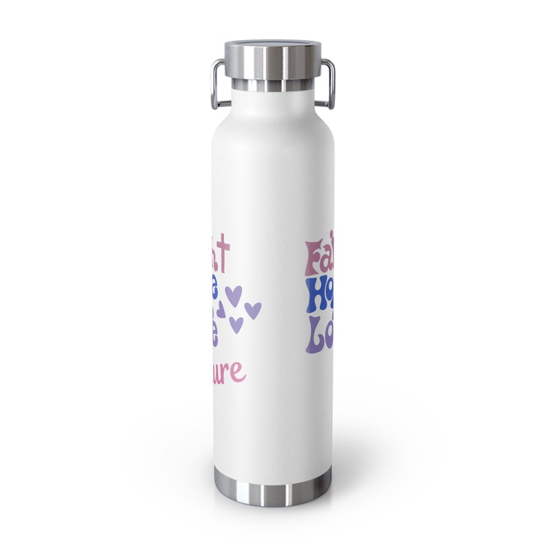Faith Hope Love Cure Copper Vacuum Insulated Bottle, 22oz. Breast Cancer Awareness image 3