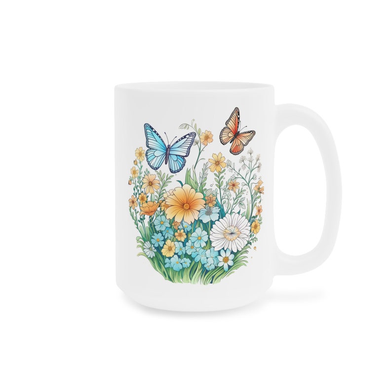 Wildflowers and Butterflies Coffee cup 15/20 oz. Amazing flowers in beautiful Flowercore colors image 5