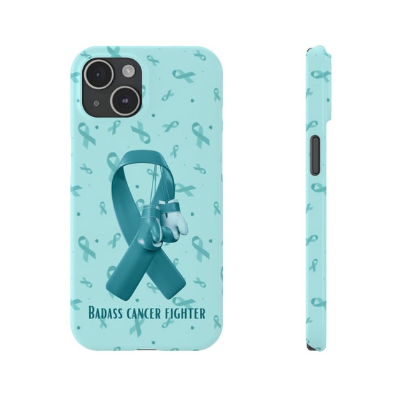 Badass Ovarian Cancer Fighter iPhone 12-15 Phone Cases. Cancer Awareness, cancer fighter, cancer warrior, cancer encouragement, cancer gift