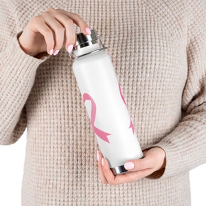 Breast Cancer Ribbon Vacuum Insulated Bottle, 22oz. Perfect for the Breast Cancer Warrior in your life image 5