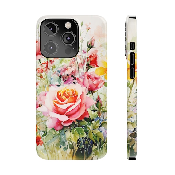 Watercolor Roses iPhone 14 Phone Cases, Boho Sunflower iPhone 14 case