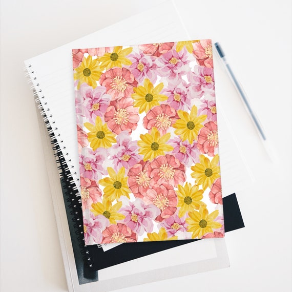 Pink and Yellow Flowers Blank Journal