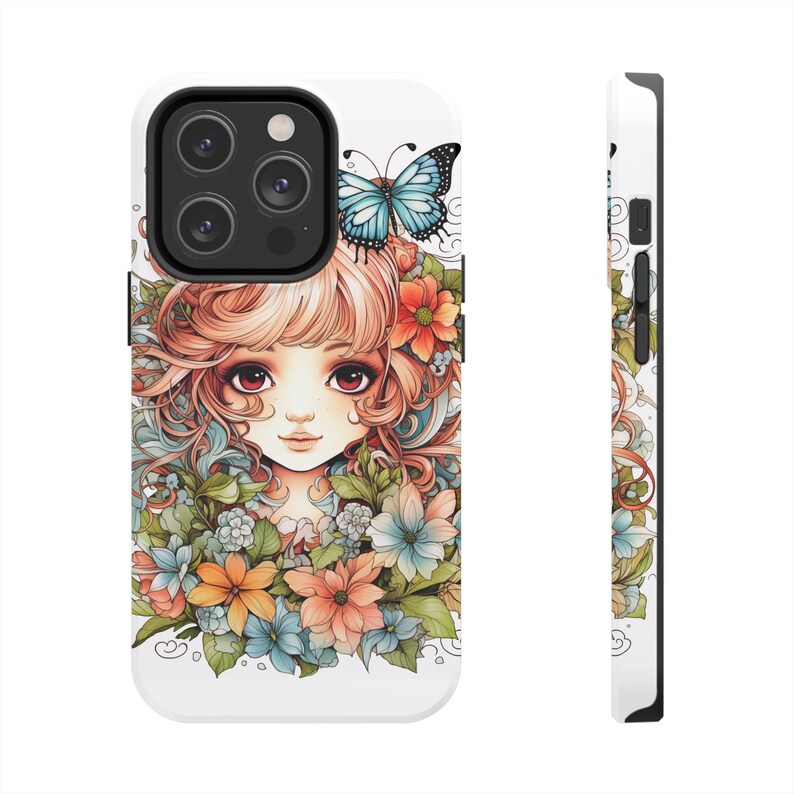 Fairy with Red Hair iPhone 14 Cases, Pretty Fairycore fairy in beautiful Flowercore colors image 2