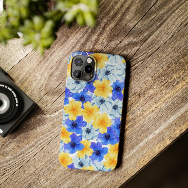 Blue and Yellow Flowers iPhone 12 Phone Cases image 6