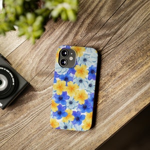Blue and Yellow Flowers iPhone 12 Phone Cases image 4
