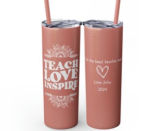 Teacher Gift Personalized Skinny Tumbler with Straw 20oz, Teacher Appreciation Gifts, Elementary Teacher Gifts, Teacher Skinny Tumbler