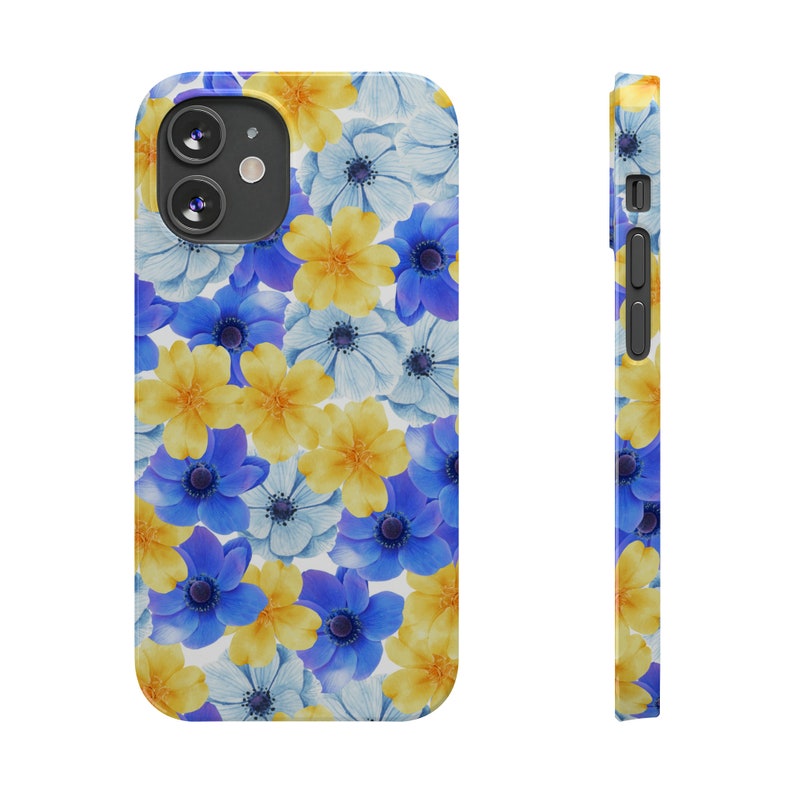 Blue and Yellow Flowers iPhone 12 Phone Cases image 3