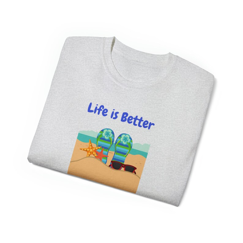 Life is Better in Flip Flops T-shirt, Beach shirt, Beach t-shirt, Beach Chair at ocean, Coastal shirt, Funny beach saying, Beach gift, image 6