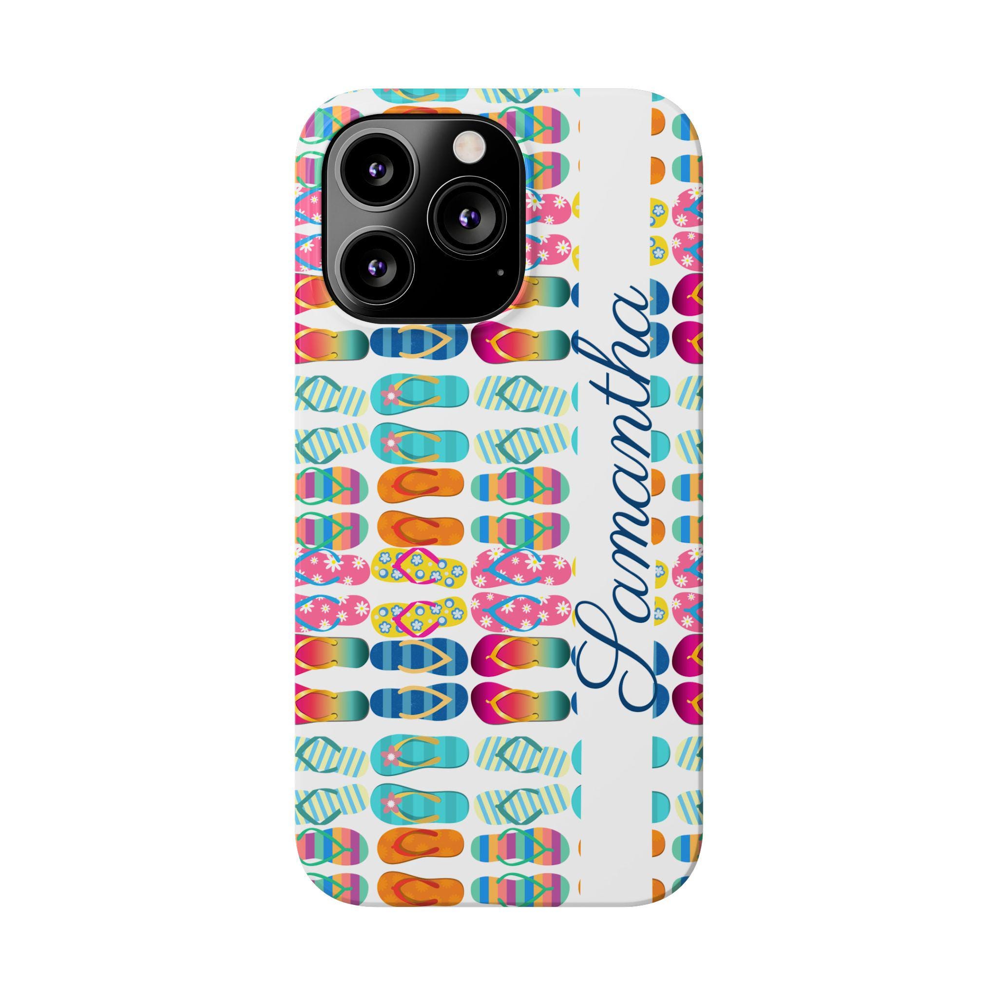 Personalized Just Flip Flops iPhone 15, 14, 13, 12 Phone Cases, Add your name to make this the perfect custom iPhone case!