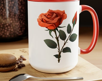 Orange Rose Coffee Mugs, 15oz