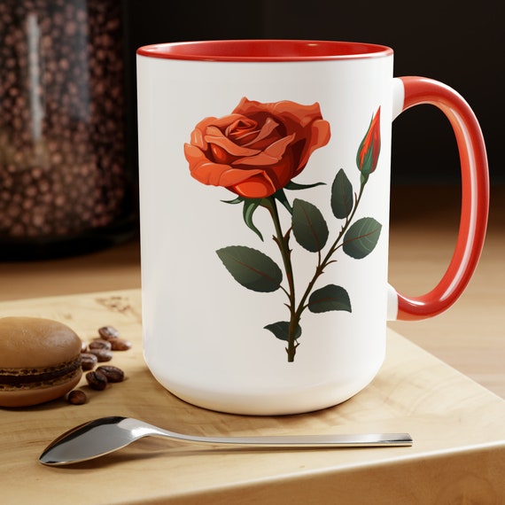 Orange Rose Coffee Mugs, 15oz
