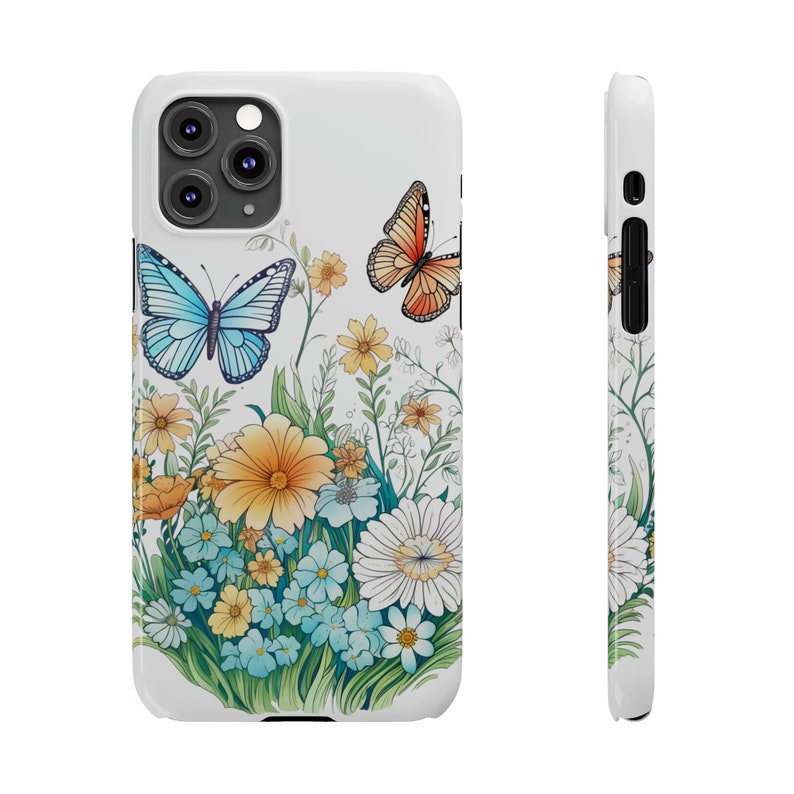 Wildflowers and Butterflies Case for iPhone 11, Beautiful flowers in flowercore colors. Cottagecore, fairycore image 2