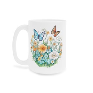 Wildflowers and Butterflies Coffee cup 15/20 oz. Amazing flowers in beautiful Flowercore colors image 7