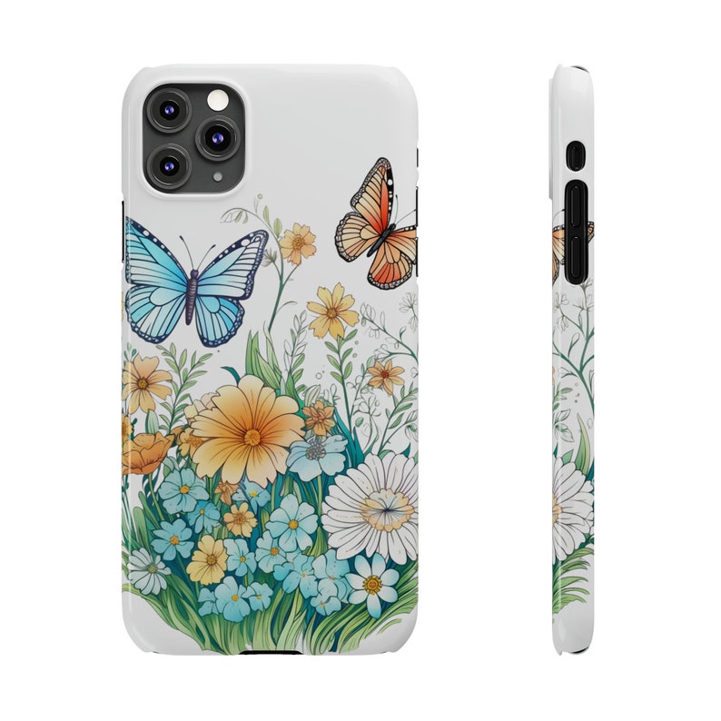 Wildflowers and Butterflies Case for iPhone 11, Beautiful flowers in flowercore colors. Cottagecore, fairycore image 8