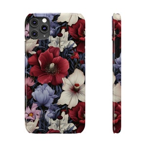 Red and Blue Flowers iPhone 11 Phone Cases image 1