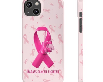 Badass Breast Cancer Fighter iPhone 14 Phone Cases, cancer fighter, cancer warrior, cancer encouragement, cancer gift