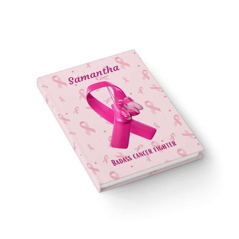 Personalized Badass Breast Cancer Fighter Blank Journal. Add the name of your favorite cancer warrior for the perfect gift image 3