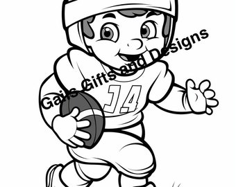 Cute Football Player Coloring Page for Instant Download, Fun Football Player to download and color for Children. Coloring for kids