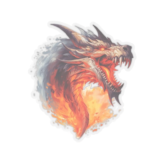 Fiery Gold Dragon Sticker with Transparent or White edges,  Knightcore, medieval, Fantasy, Flying Dragon