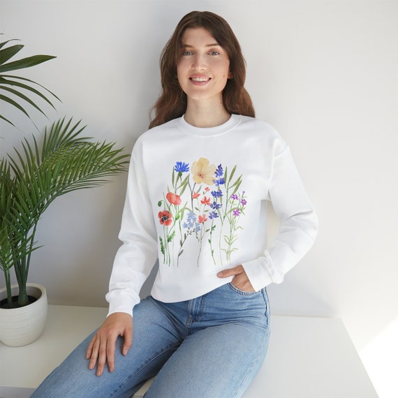 Boho Wildflowers Sweatshirt. Nature Shirt, Botanical Shirt, Garden Lover, wildflower, wildflowers, cottagecore