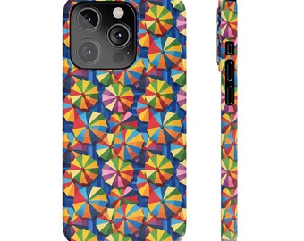 Umbrellas on Repeat. iPhone 14 Phone Cases. Beach Umbrella, Umbrellas in a cool retro effect