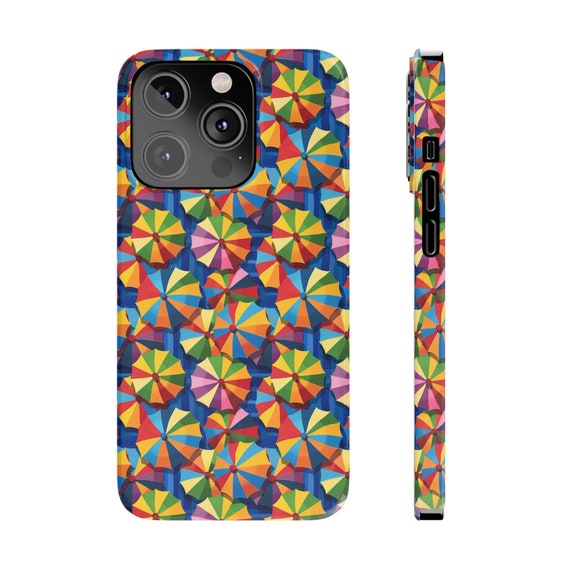 Umbrellas on Repeat. iPhone 14 Phone Cases. Beach Umbrella, Umbrellas in a cool retro effect