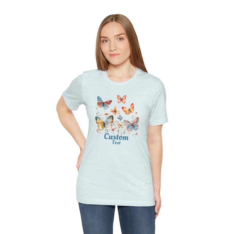 Personalized Butterfly T-Shirt. Just add your Custom Title and optional second line to make this a perfect gift Grandma Shirt, Name shirt image 1