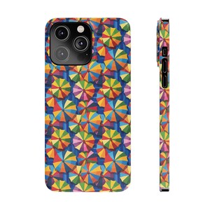 Umbrellas on Repeat. iPhone 14 Phone Cases. Beach Umbrella, Umbrellas in a cool retro effect image 3