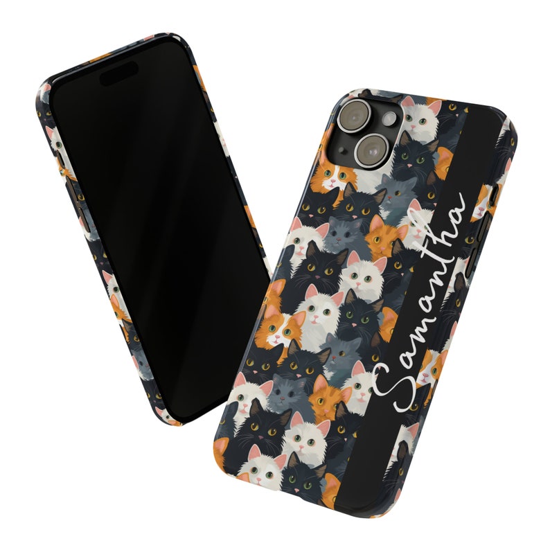 Personalized Cute cats iPhone 15 Phone Cases. These cats and kittens are the Perfect custom gift for your favorite cat lover image 9