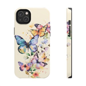 Watercolor Butterfly iPhone 14 Cases, Beautiful flowers in flowercore colors. Cottagecore, fairycore image 4