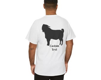 Boer Goat Buck Personalized Cotton TShirt, Add your ranch name to be the perfect Perfect custom shirt for Boer Goat rancher, Boer Goat Lover
