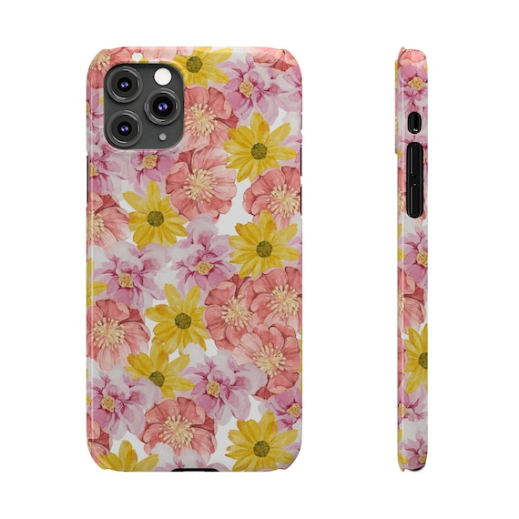 Pink and Yellow Flowers  iPhone 11 Phone Cases