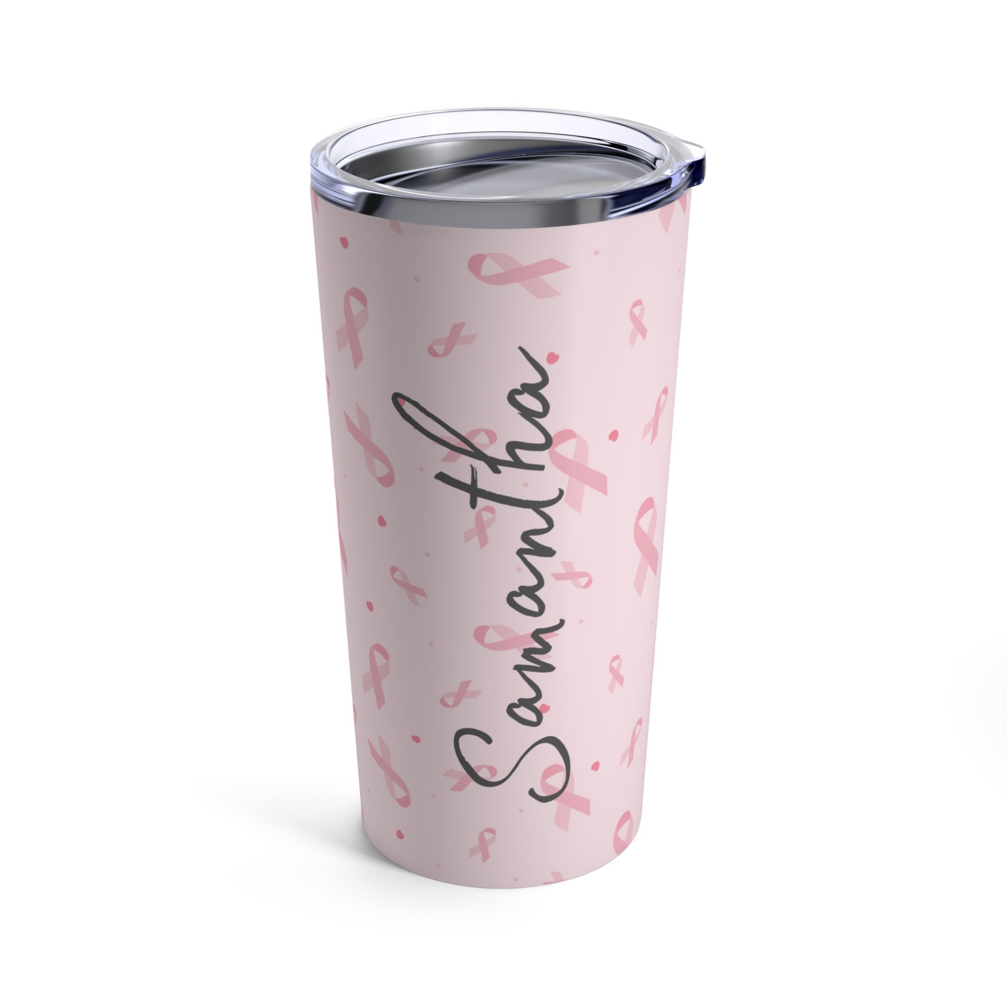 Personalized Breast Cancer Tumbler Travel Mug 20oz. Personalize this Insulated coffee cup for yourself or your favorite cancer warrior