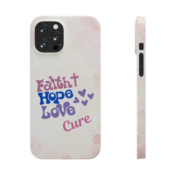 Faith Hope Love Cure iPhone 12 Phone Cases. Breast Cancer Awareness, cancer fighter, cancer warrior, cancer encouragement, cancer gift
