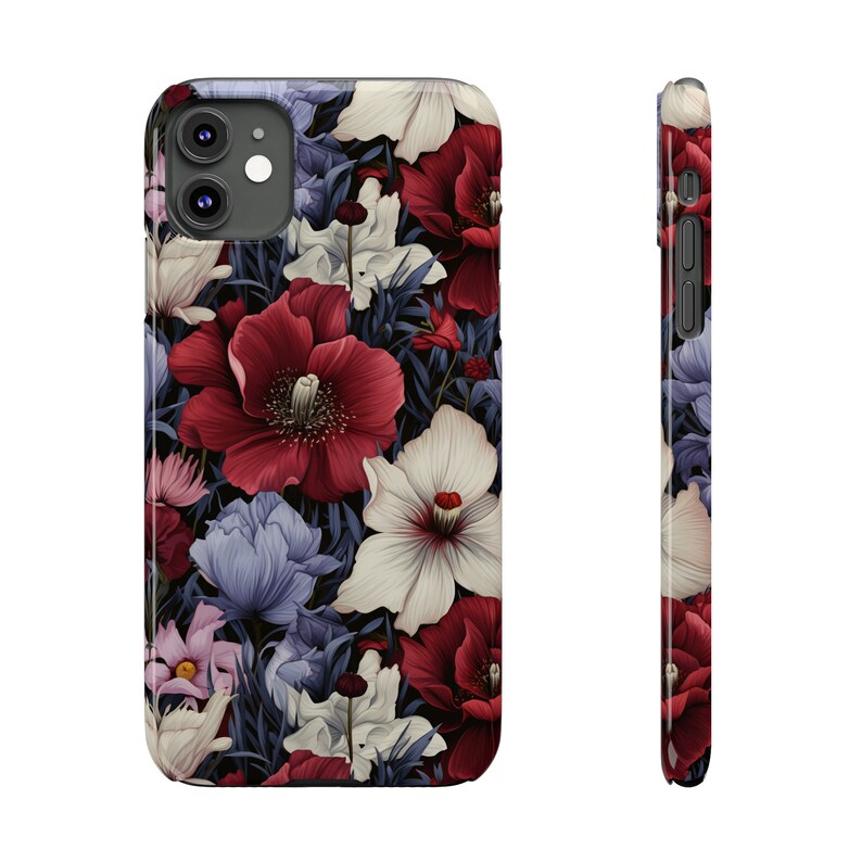 Red and Blue Flowers iPhone 11 Phone Cases image 4