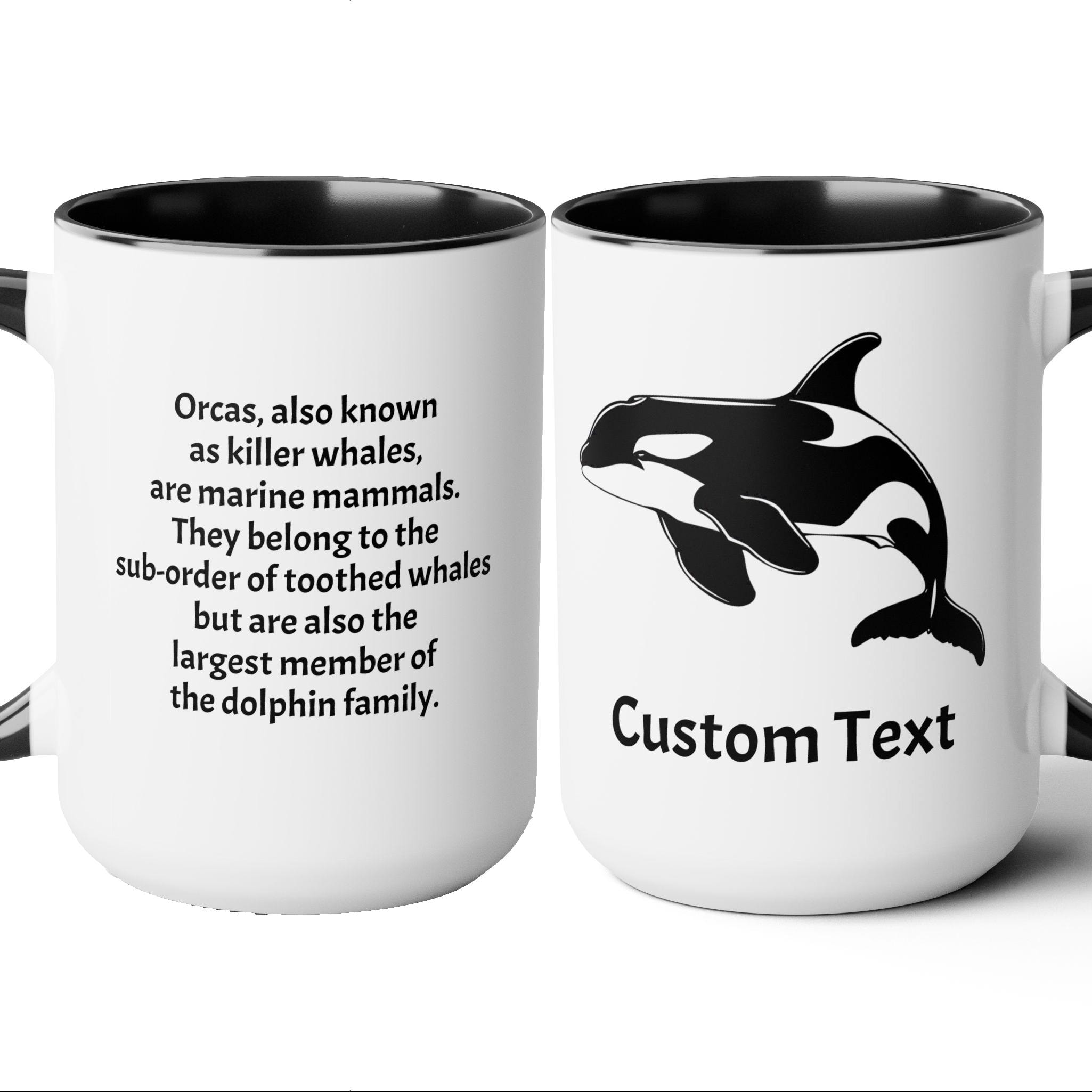 Killer Whale Custom Coffee Cup 15 Oz, Killer Whale Cup, Personalized Orca Mug, Add your custom text cup, Orca drawing