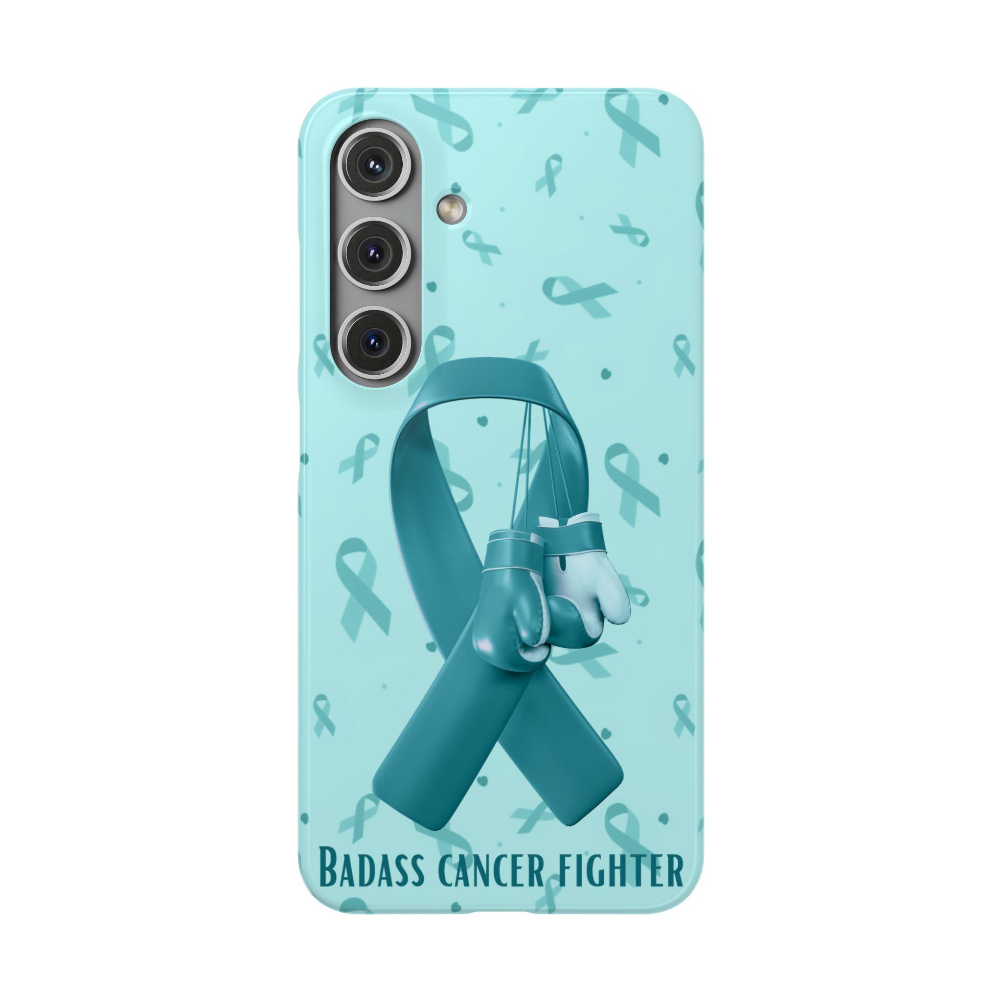 Badass Ovarian Cancer Fighter Samsung Phone Cases S24, S23, S22, S21. Cancer fighter, cancer warrior, cancer encouragement, cancer gift