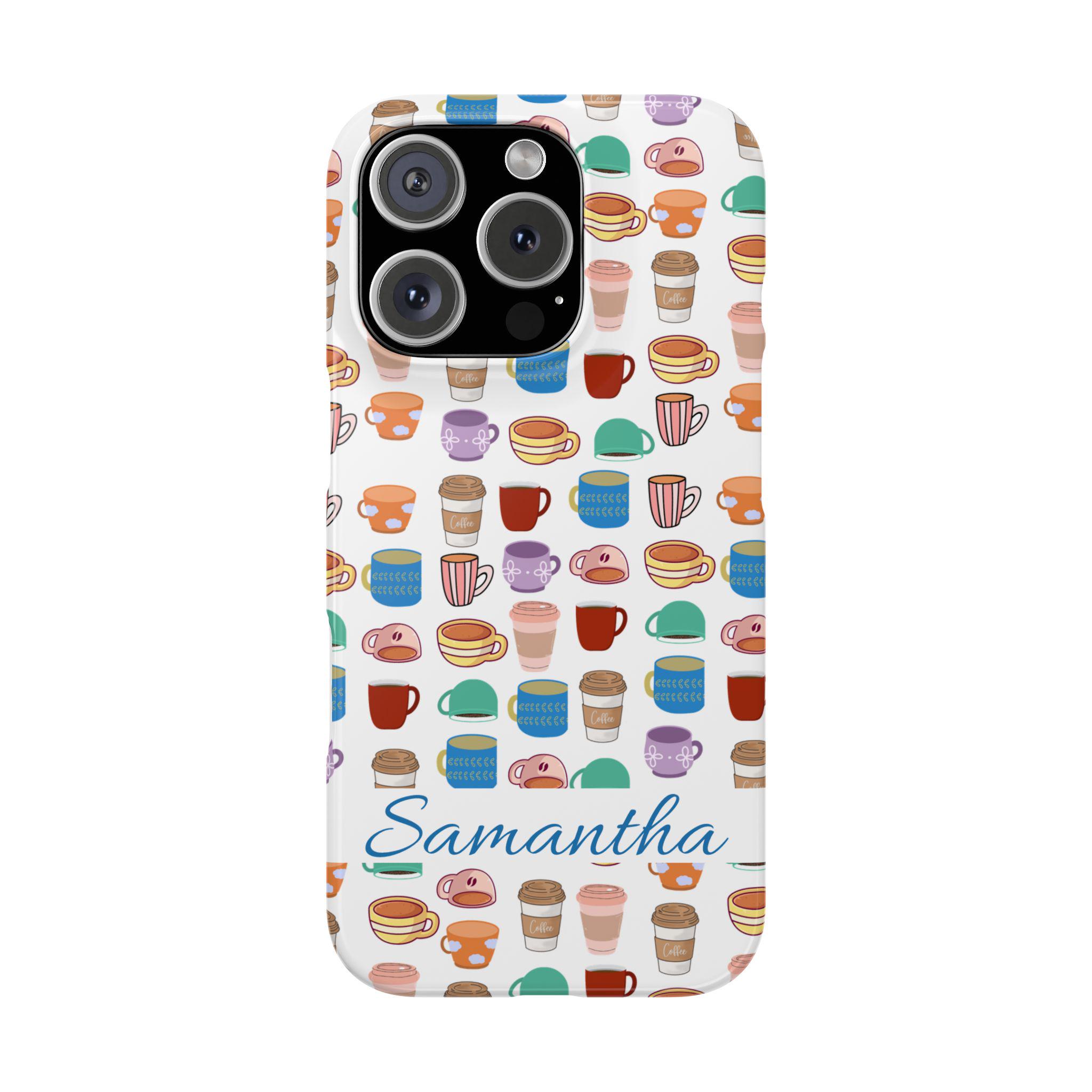 Just Coffee Personalized iPhone 16, iPhone 15, iPhone 14, iPhone 13, iPhone 12 Phone Cases. This is the perfect gift for your coffee lover!