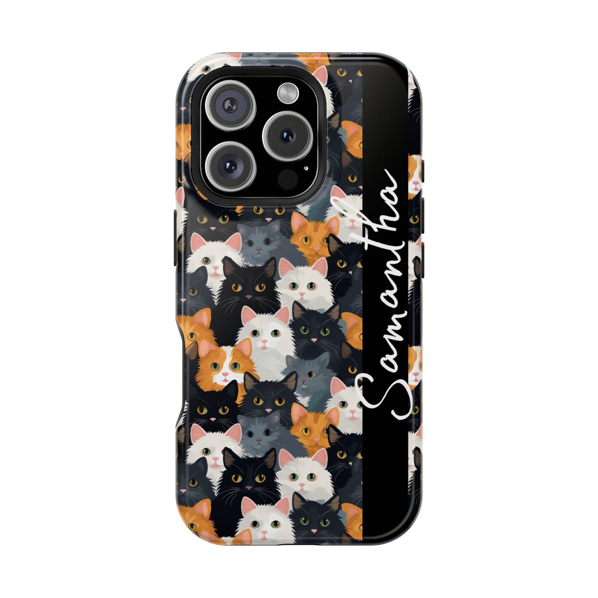 Personalized Cute Cats Magnetic Safe  iPhone 16, iPhone 15, iPhone 14 and iPhone 13, all models. The Perfect MagSafe custom gift!