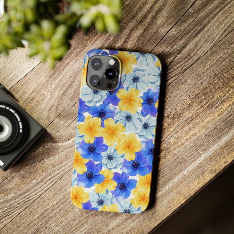 Blue and Yellow Flowers iPhone 12 Phone Cases image 2