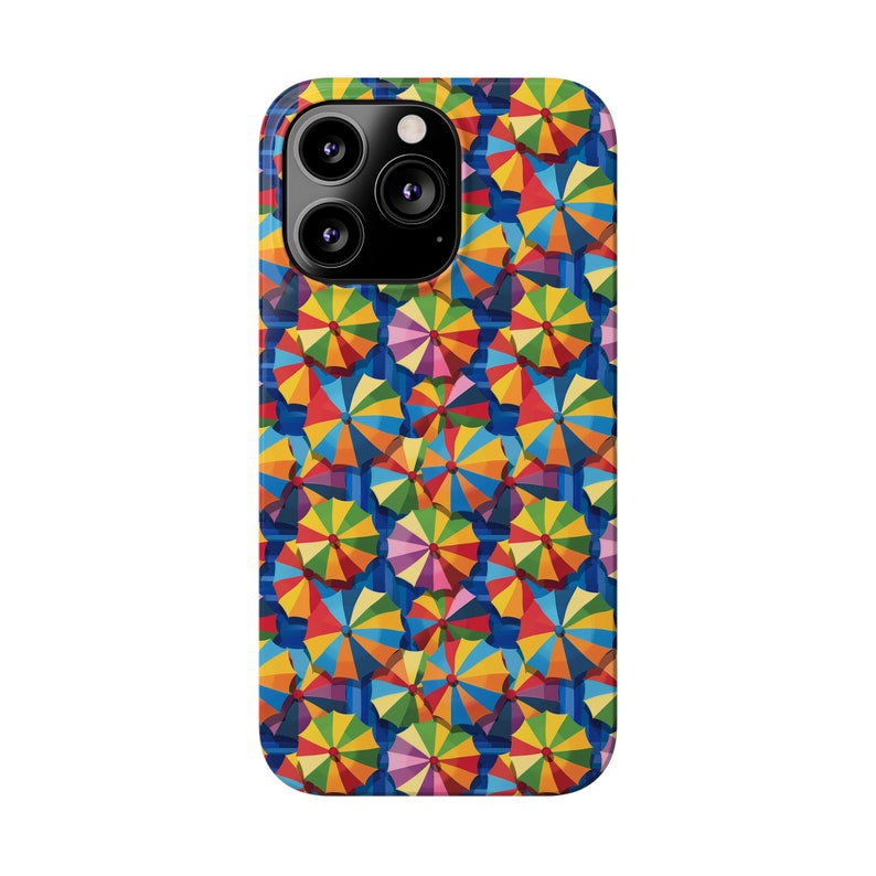 Umbrellas on iPhone 13 Phone Cases. Beach Umbrella, Umbrellas in a cool retro effect image 5